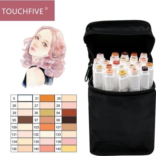 TOUCHFIVE 12/24/36 Colors Marker Skin Tones Set , Artist Dual Headed Alcohol Based ink Manga Brush Pen For Coloring ,Art Markers
