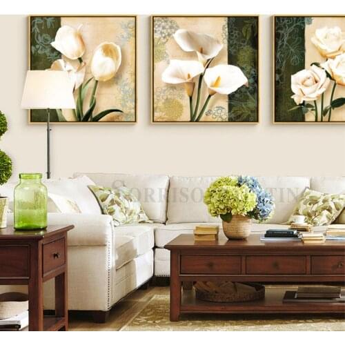 Tulip Lily Rose Flower Canvas Painting For Living Room Wall Art Dining Posters And Prints Corridor Pictures Home Bedroom Decor