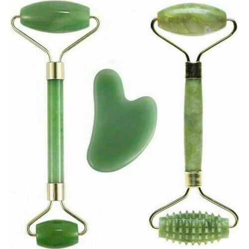 Facial Massage Roller Guasha Board Double Heads Jade Stone Face Lift Body Skin Relaxation Slimming Beauty Neck Thin Lift