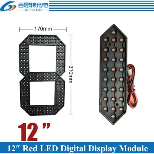 10pcs/lot 12" Red Color Outdoor 7 Seven Segment LED Digital Number Module for Gas Price LED Display module