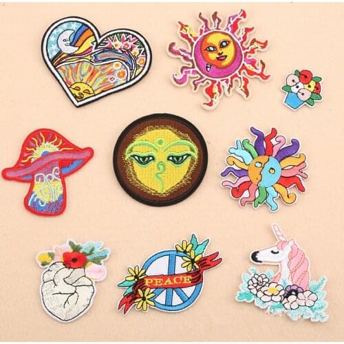 Iron On Patches For Clothing Fabric Badges Applique Embroidered Stickers Scrapbooking DIY Sewing Accessories