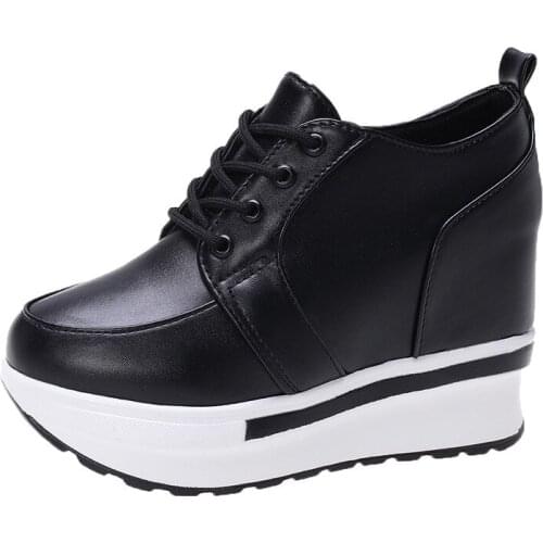 High Heel 9cm Height Increasing Insole Womens Shoes 2021 Autumn Korean Style Versatile Platform Wedge Casual Sneakers Pumps