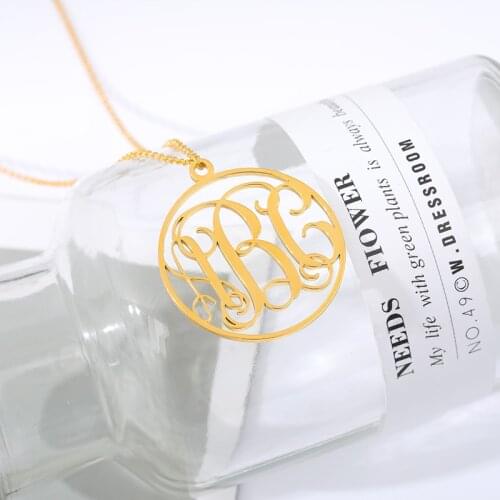 Boho Personalized Monogram Necklace For Women Stainless Steel Gold Chain Choker Custom Initials Pendant Necklace Jewelry Gift