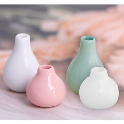 2Pcs/Set 1:12 Doll House Ceramic Pink Blue White Vase Home Decorate Accessories Doll House Decoration Model