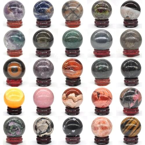 40MM Gemstones Sphere Healing Crystals Home Decoration Reiki Wicca Natural Stones Ball Mineral Polished Gem Massage Globe Gift