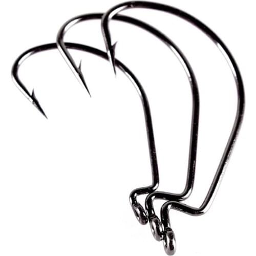 50pcs/lot size: Wide Crank Offset Fishing Hooks Carbon Steel Carp Fishhook For Soft Worm Lure