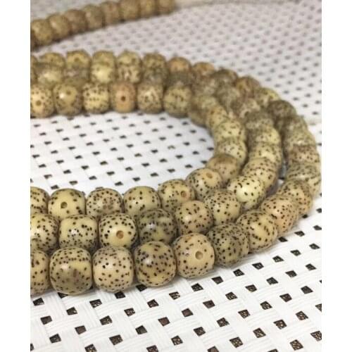 8X7mm 114pcs Natural Hainan Grade AAA High-quality Raw Lotus Bodhi Seeds Beads Barre Beads Bracelet Necklace Light Yellow