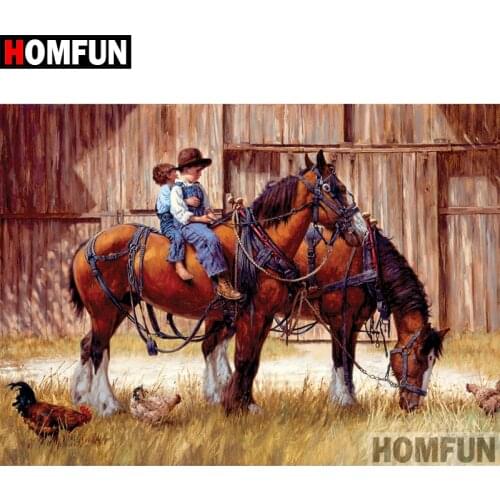 HOMFUN 5D DIY Diamond Painting Full Square/Round Drill "Animal horse" Embroidery Cross Stitch gift Home Decor Gift A09377