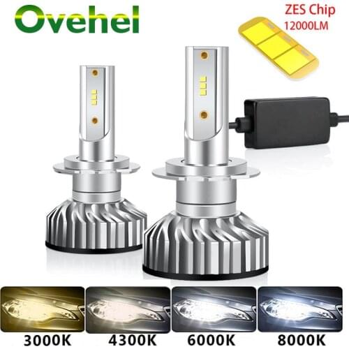 Ovehel Mini Canbus H4 LED H7 Car Headlight ZES H3 H1 9005 9006 HB4 H11 LED Auto Fog light Bulb 4300K 6000K 8000K 12000LM 12V