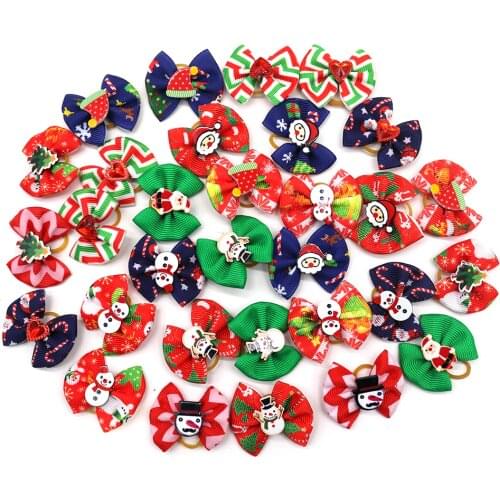 10PCS Cute Handmade Pet Dog Puppy Hair Bows Dog Hair Accessories Dog Grooming Bows for Christmas Pet Product