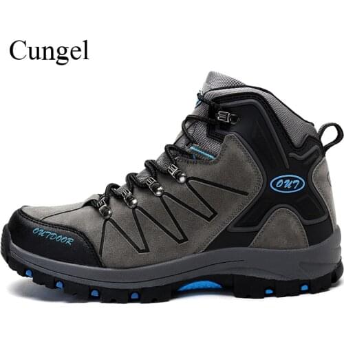 Cungel Men Outdoor Hiking shoes High-top Mountain Climbing shoes Trekking Walking boots Non-slip Ankle boots Comfortable shoes
