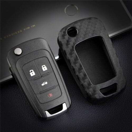 Carbon Fiber Car Key Case Cover For Chevrolet Trax Cruze Tahoe Onix Sail Captiva Suburban Silica Gel Key ring Shell Accessories