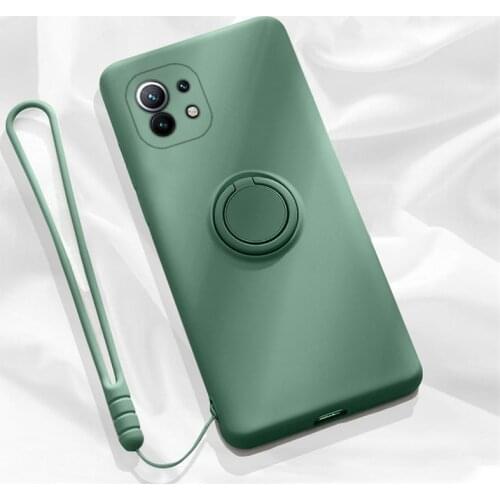 For Xiaomi Mi 11 Case Soft Liquid silicone Skin With Stand Ring protective Back Cover Case For Xiaomi mi11 xiaomi11 mi11 shell