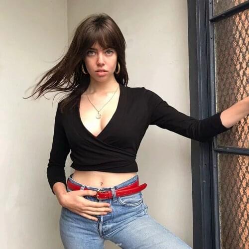 Dropshipping Crop Top 2020 Brandy Mel Shirt Women Long Sleeve V Neck Tops Crop Camis Brandy Tops Women Brandy Mandy Crop Top New