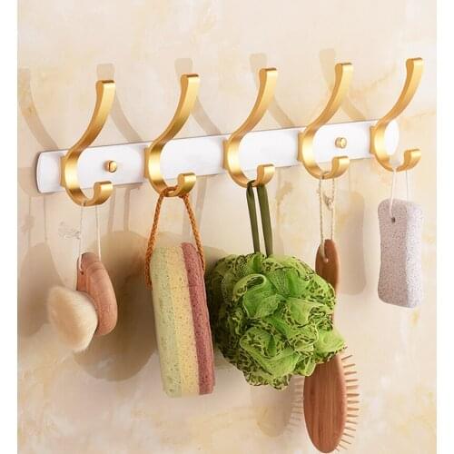 Double Hook Gold White Towel Hook For Bathroom Clothes Hook For Bedroom Robe Hook Coat Hook For Livingroom Kitchen Accessories