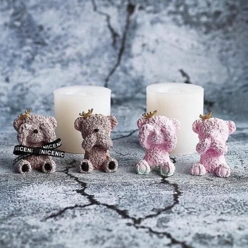Plaster Candle Mold Lovely Bear 3D Fragrance Plaster Decor Animal Shape Fragrance Candle Silicone Molds