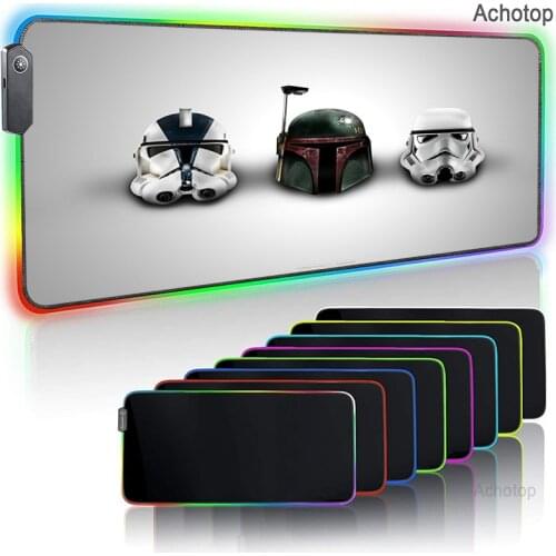 Star Wars RGB Non-Slip Gaming Mousepad For PC Laptop Gamer Large Keyboard Carpet Mat LED Mouse Pad Rubber Table Rug With Backlit
