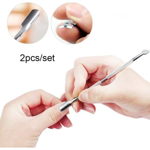 2pcs/set Cuticle Pushers Nail Art Pusher Spoon Remover, Nail Manicure Pedicure Cuticle Tools,DIY Nail Beauty Supplies WJ59