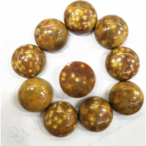 10pcs nature china jasper stone cabochons round shape 12mm 14mm for women pendants making jewelry diy beads accessories