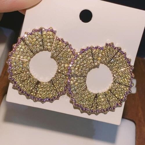 HIBRIDE Beauty Flower Design Round Cut AAA Cubic Zirconia Earrings Wedding Bridal Big Earrings aretes de mujer modernos E-73