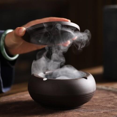 Household Living Room Office Creative with Lid Cigarette Case Ceramic Personality Ashtrays with Lids H Ashtray Designer Ashtrays