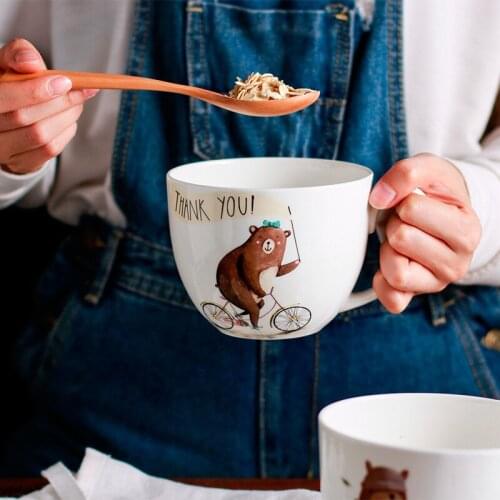 Cute brown bear Large capacity ice cream water Cup Mugs 600ML Cups Cartoon Expression Design Ceramics Coffee Milk Cup