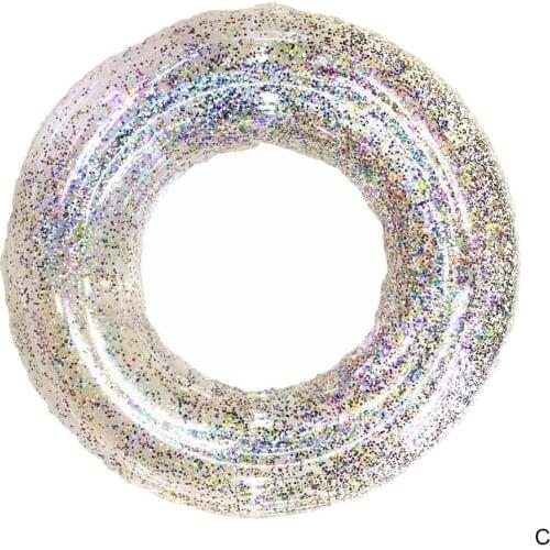 Inflatable Pool Float Tube Transparent Swimming Ring and Float with For Kids Sparkling Ring Adults Colorful Glitters S8L3
