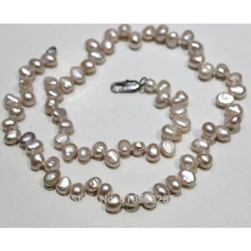 Natural Light Purple Freshwater Pearl Necklace Baroque 6-7mm 17.5INCH