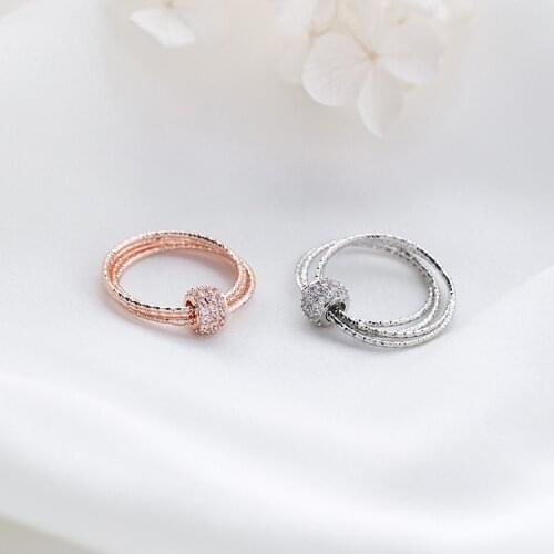 2021 New Simple ring 2 Colors Rotating ring female Crystal from Swarovskis For Women inlaid zircon Fit Party
