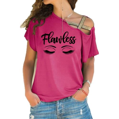 New Flawless Shirt eyelash graphic 90s young street style cotton Irregular Skew Cross Bandage cotton grunge t-shirt casual tee