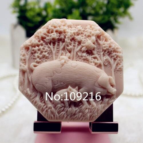 New Product!!1pcs The Chinese Zodiac Pig (zx352) Food Grade Silicone Handmade Soap Mold Crafts DIY Mould