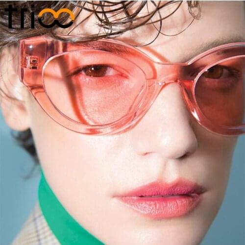 TRIOO Chic Small Narrow Cat Eye Sunglasses Women Special Design Clear Color Shades Vintage Retro Style Sun Glasses for women