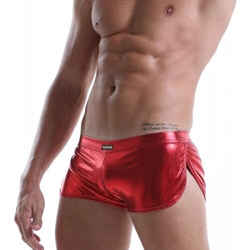 Sexy Sexy Design Mens Elastic Boxers Shorts Patent Leather Wetlook Shinny Trunks Male Underpants Shiny Leather Underwear