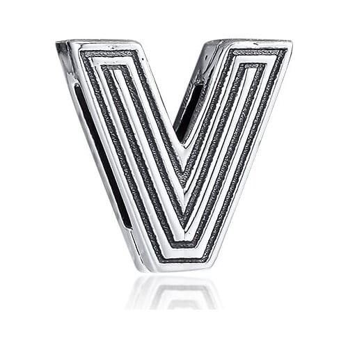 Beads 925 Sterling Silver Reflexions Letter V Clip Charms Fits Europe Bracelets charmes prata 925 original Bead Jewery Making