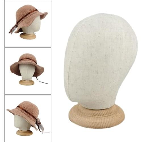Cork Canvas Block Head Mannequin Head Wig Display Styling Head with Stand Freestanding