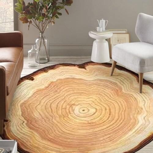 Shaped Irregular Carpet Imitating Tree Rings Stump Gray Blue Yellow Area Rugs Bedroom Hanging Basket Chair Anti-Slip Floor Mats