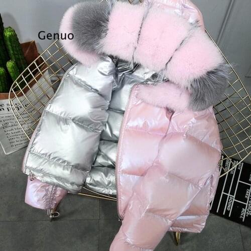 New Bright Face Winter Down Jacket Female Short Double-Sided Fashion Fake Fur Collar Coat Winter Down Coat Women Outerwear