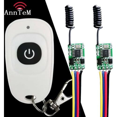 ANNTEM MICRO RF Wireless Remote Control Switch DC3.5-12V 3.7v 5v 6v 7.4v 7.6v 9v Receiver Transmitter Mini Mos No Sound Learning
