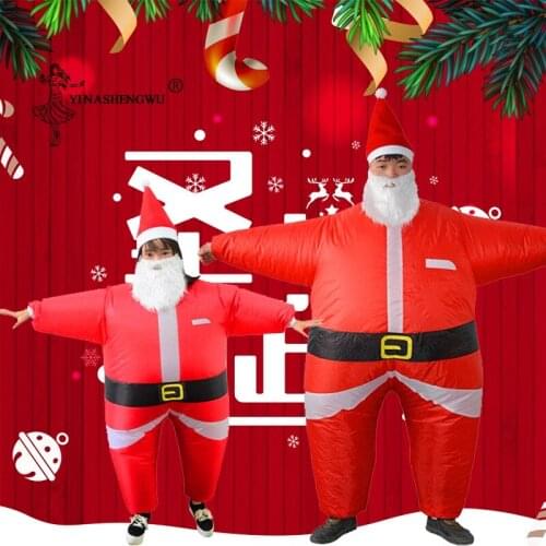 Christmas Santa Claus Costumes Cosplay Christmas Clothing Jumpsuit Costumes Adults Inflatable Santa Claus Clothing Sets Party
