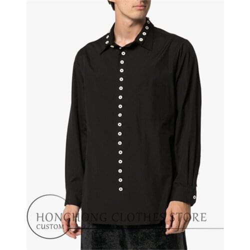 2020! New style mens stand-up collar multi-button shirt fashion thin shirt youth hair stylist personality blouse