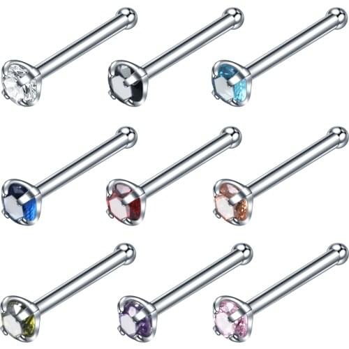 1 PC Stainless Steel Nose Studs Earrings Piercing Tongue Bar 2021 Trend Fashion Nostril Diamond Crystal Jewelry for Women Teens