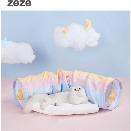 Washable Rainbow Cat litter mat House Tunnel Cat Pet Bed Rolling Dragon Cat Nest Four Seasons Villa Cat Toys Pets Accessories