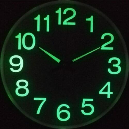 12'' Modern Luminous Large Quartz Wall Clock Glow In The Dark Bedroom Office