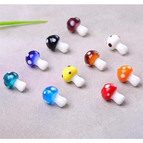 Summer style 50pcs/lot color print cartoon cute mushroom shape Straight hole glass beads diy jewelry earring/bracelet accessory
