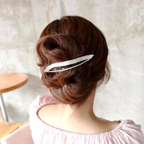 Rhinestone Leaf Wave Shaped Hair Clips Women Black Brown Crystals Clamps Hairgrips Hairpins Headwear Hair Accessories Jewelry