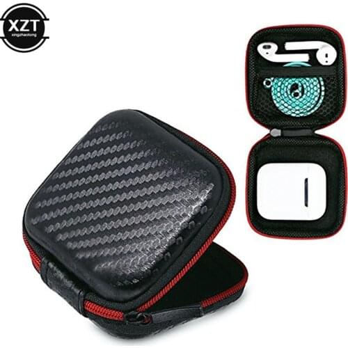 Headphone Bag Mini Zipper Square Hard Storage Box Headset Case for SD TF Cards Aseismic Moisture Proof EVA Earphone Bag