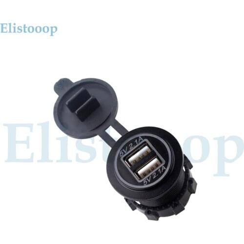 Universal Car Charger Dual Ports USB Waterproof Socket Power Adapter LED Voltage Display For DC 12V-24V Cars Vehicles Phone