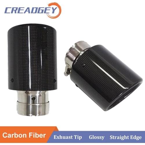 Universal Glossy 3K Carbon Fiber Stainless Steel Exhaust Muffler Tip For AK Rolling EdgeTail Pipe Modification Car Accessories