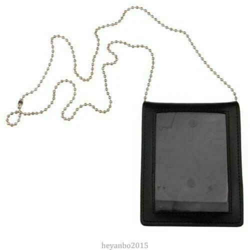 Military Tactical Neck Officer Badge Id Credit Card Pen Holder Leather Pouch armyshop2008