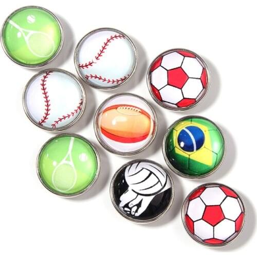 Xinyao 20Pcs 12mm 20mm Sports Football Glass Cabochon Buttons for DIY Jewelry Making